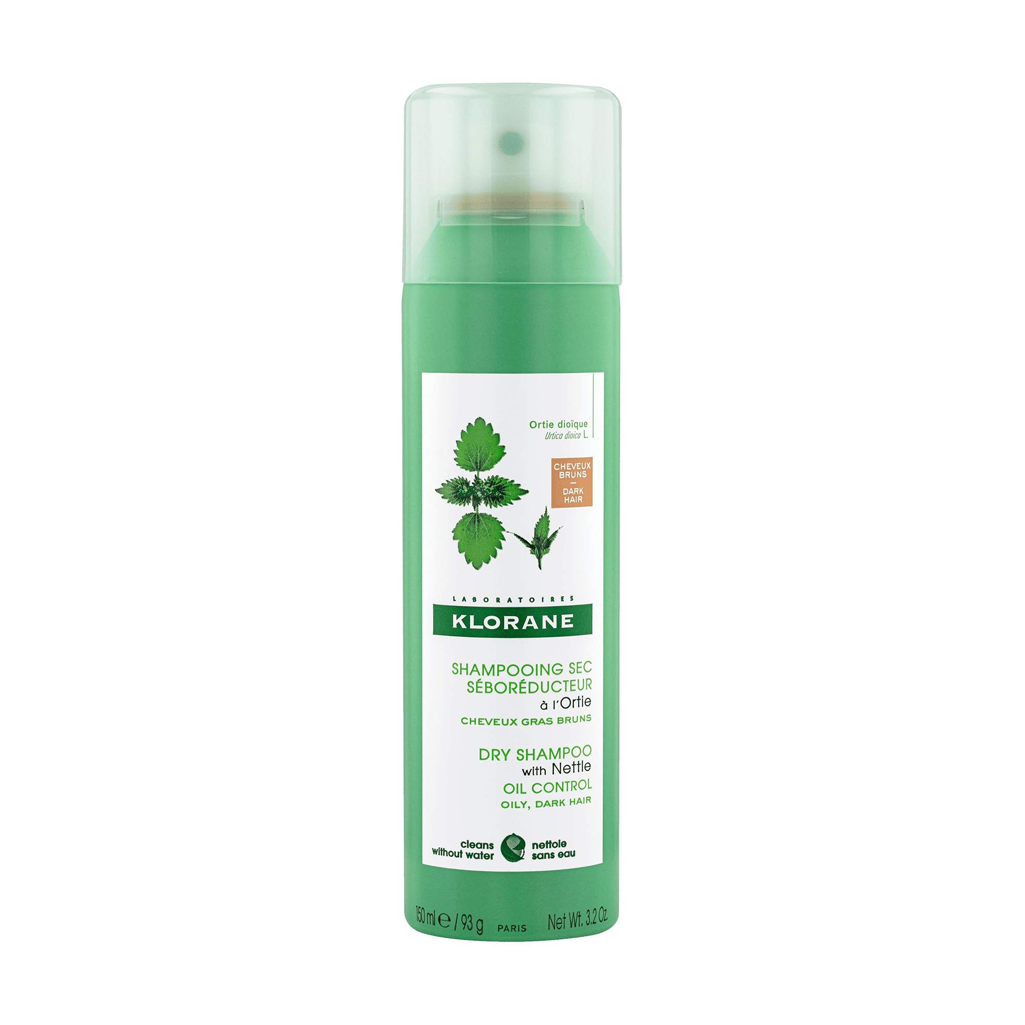 Сухий шампунь для жирного, темного волосся Klorane Nettle Sebo-Regulating Dry Shampoo for Oily, Dark Hair з кропивою, 150 мл
